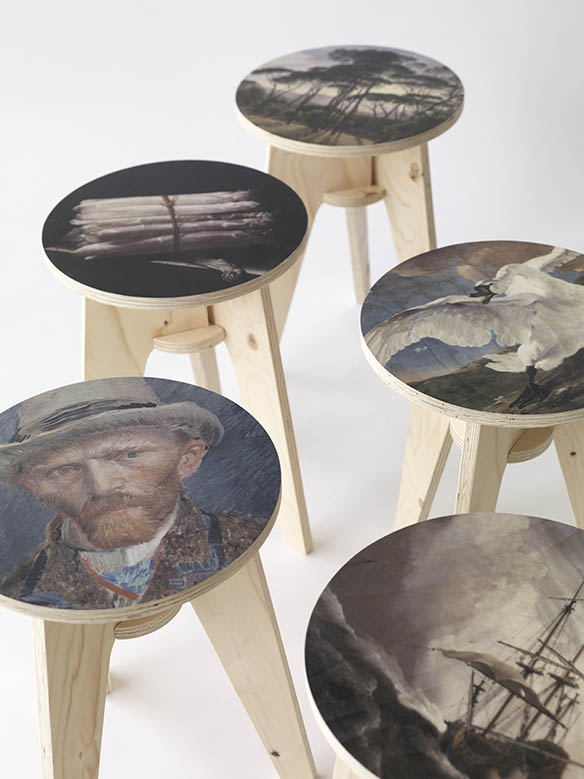 Plywood Print Stool - 5 stools from top