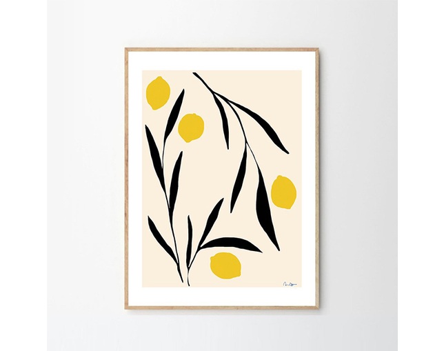 映り込みが少ないオーク無垢材額縁&THE POSTER CLUB レモン 映り込みが